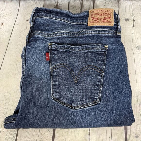 Levi's Denim - Levis 505 Straight Women Size 14 Large Mid Blue Denim Stretch Western Pants